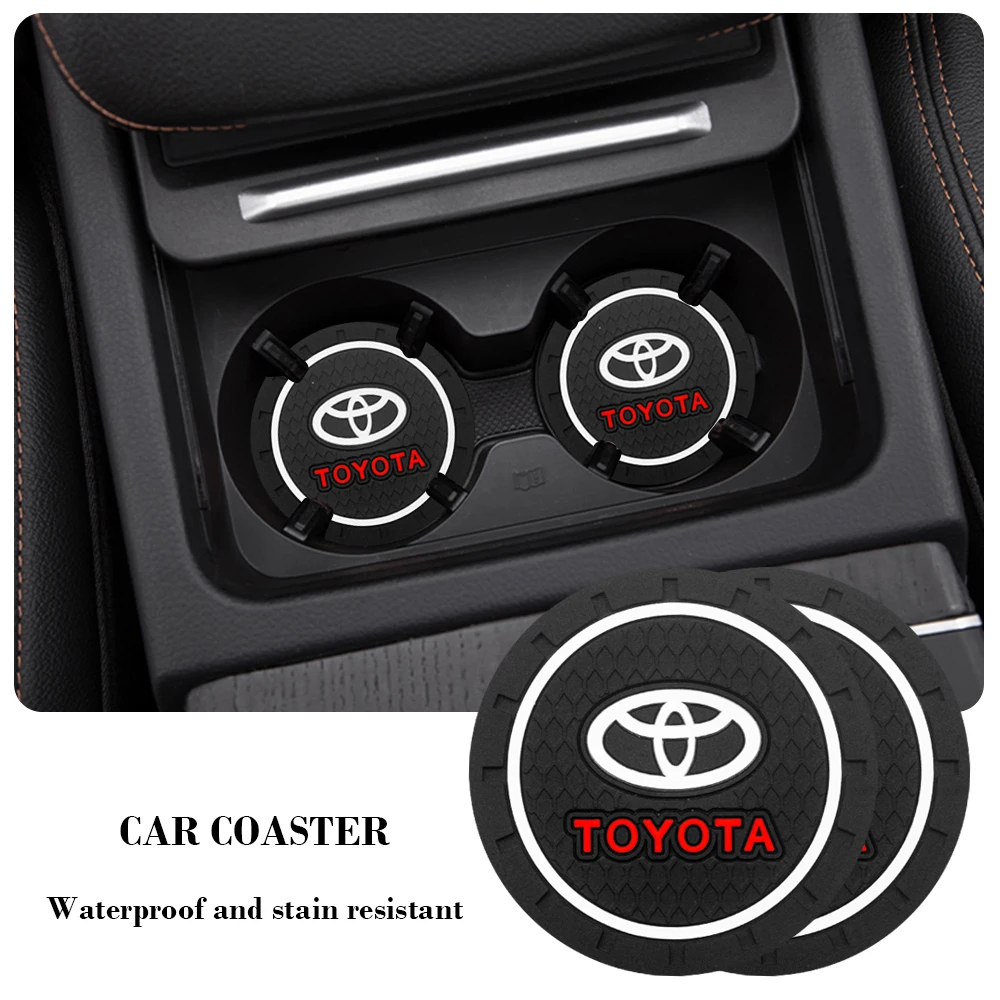 

VEHICAR 2PCS Car Cup Coaster Non Slip Pad Water Cup Slot Interior Decoration Scratch Proof Mat For TOYOTA Car Styling Accessorie