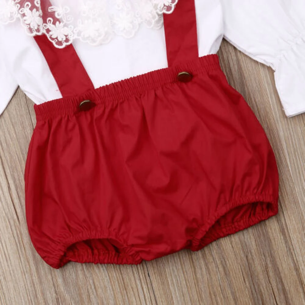 

Newborn Baby Girl Kid Outfits Clothes Cute Lovely Lace T-Shirt Long Sleeve Shorts Pants Tops Top Bib Pants Headband Daily Wear