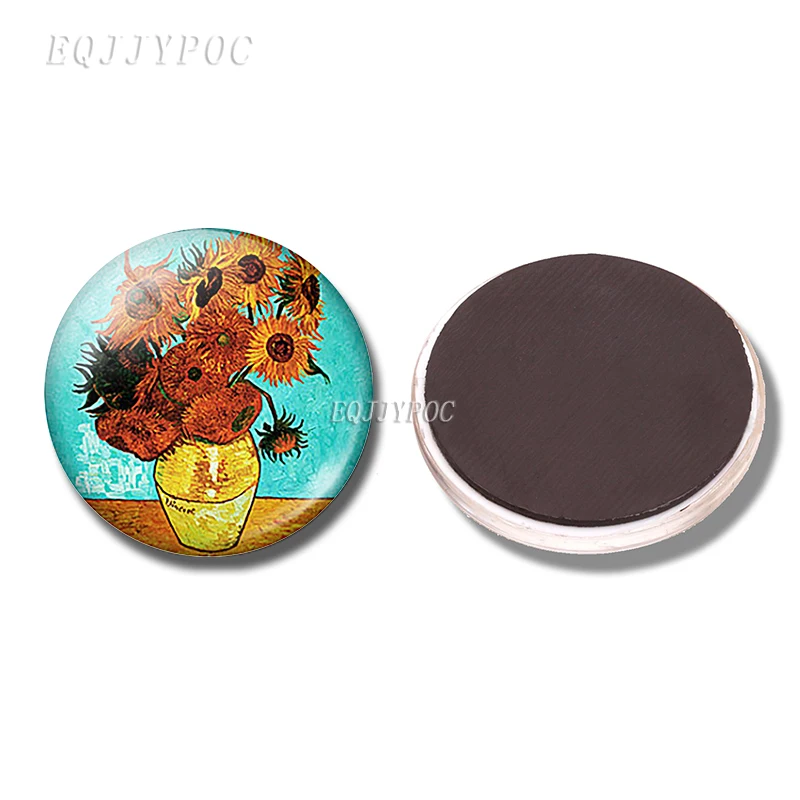 PACK OF 1 Ван Гог Подсолнух звездное небо искусство 30 мм магнит на холодильник Ирисы миндальное дерево магнитные наклейки на холодильник доска объявлений домашний декор - Цвет: PACK OF 1