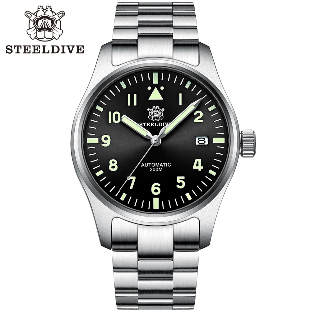 

Часы для дайвинга STEELDIVE 1940, сталь 200 м, автоматические механические часы Pilot NH35, автоматические часы для мужчин C3, суперсветящиеся часы для да...