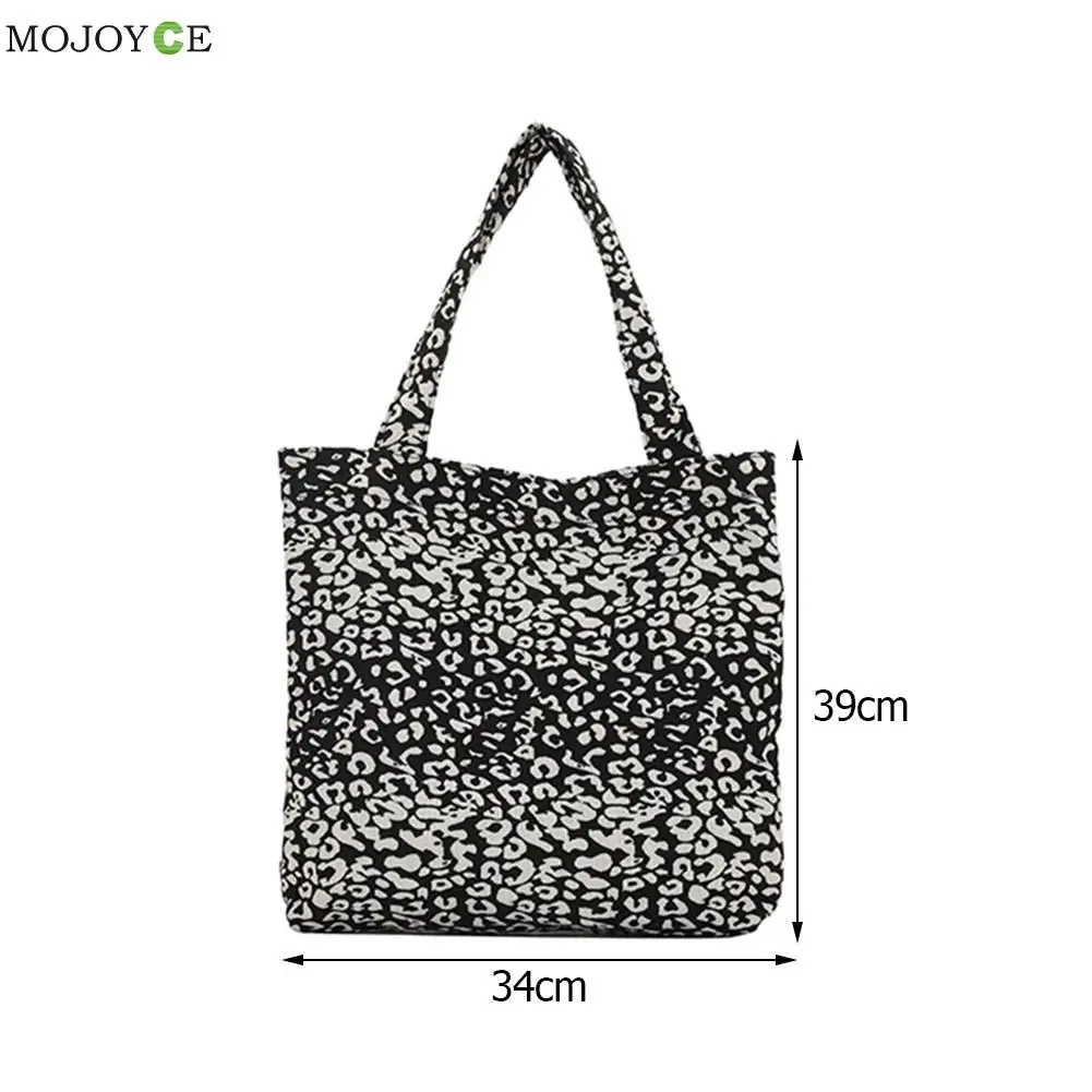

Vintage Women Leopard Pattern Printing Shoulder Shopping Bag Casual Ladies Canvas Large Capacity Tote Handbag