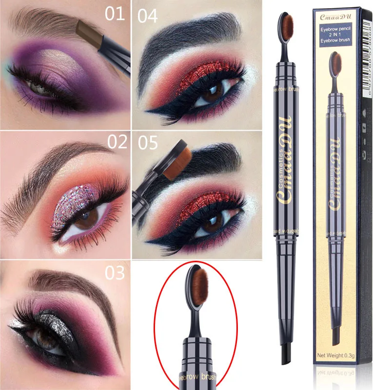 

CmaaDu New 2 in 1 Micro blading Eyebrow Tattoo Pen Waterproof Long Lasting with Soft Brush Easy to Use Makeup Tools ZGOO