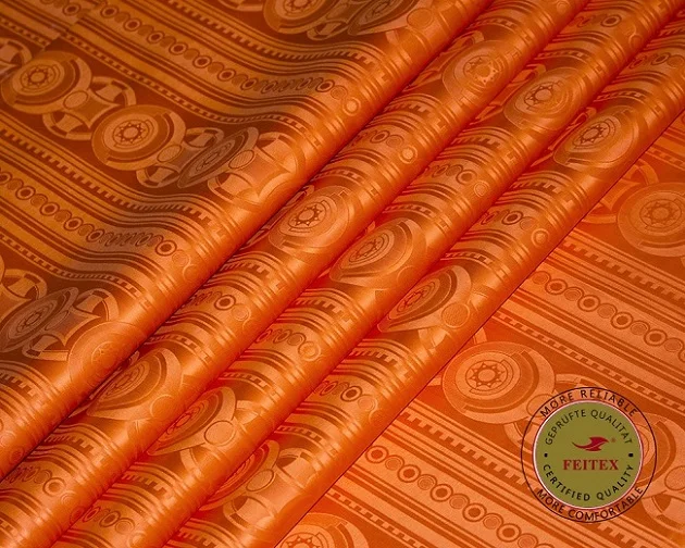 ORANGE 5YARDS Новое поступление Австрия качество африканская ткань Базен Riche Getzner 100 хлопок жаккард парча Анкара тканевый измеритель ткани для платья - Цвет: ORANGE 5YARDS