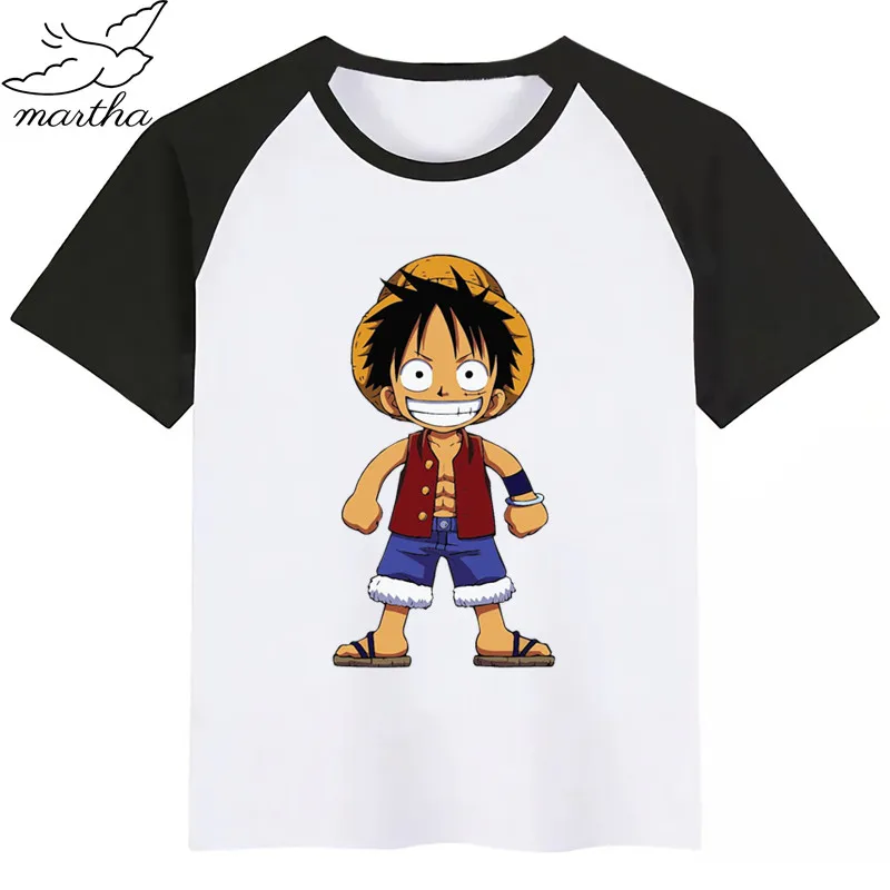 Забавная футболка с Луффи для мальчиков и девочек Детские топы героями