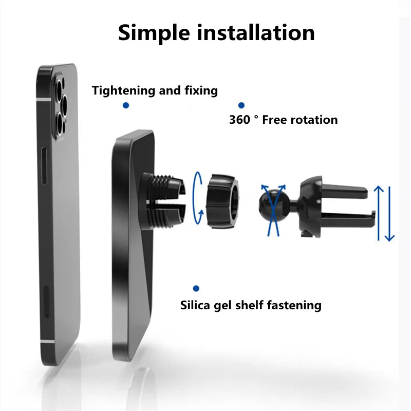 

Wireless Charger 15W Wireless Charging LED Lamp Mirror Car Bracket For MagSafe iPhone 12 Mini Pro Max Xiaomi Magnetic Chargers