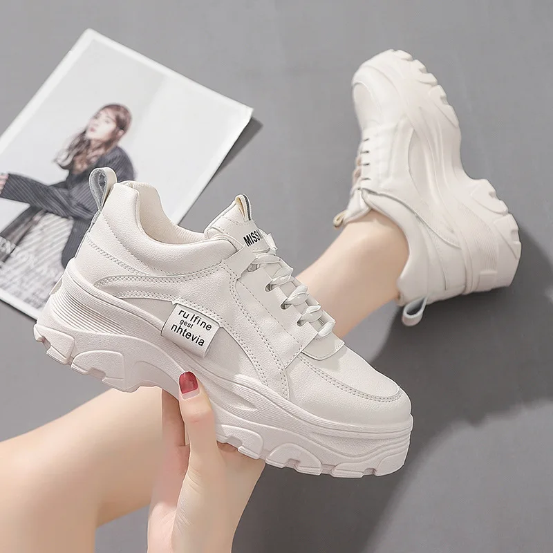 

2020 Vulcanize Womens Sneakers Height Increasing Zapatillas Air Mesh Female Platform Shoe Breathable Sports Running Shoes Women