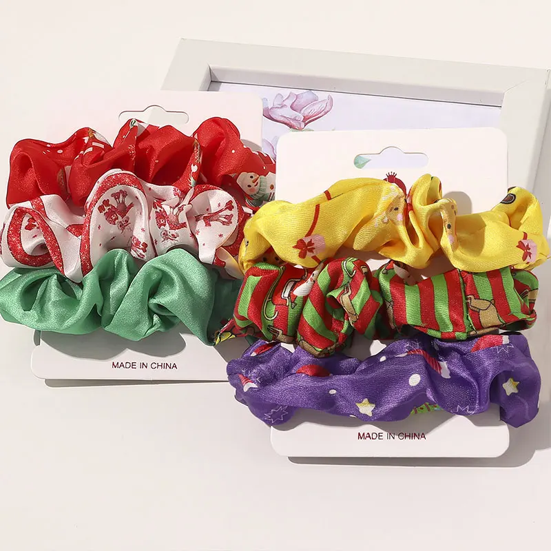 

Christmas Hair Rope Set Xmas Hair Accessories Rubber Bands Elastic Hair Bands 3Pcs 1 Set Scrunchies Ponytail Holder Hair Ties