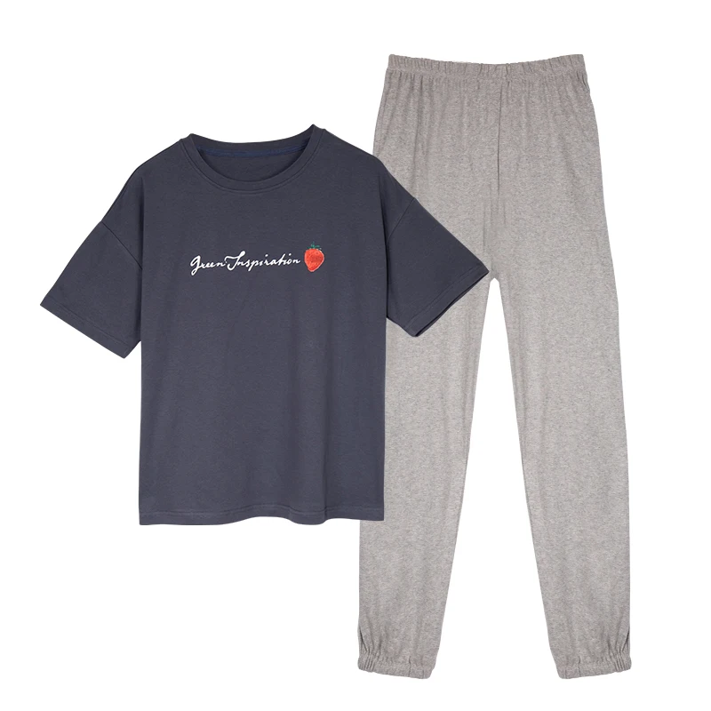 Летняя брендовая футболка с короткими рукавами вязаное хлопковое женские пижамы