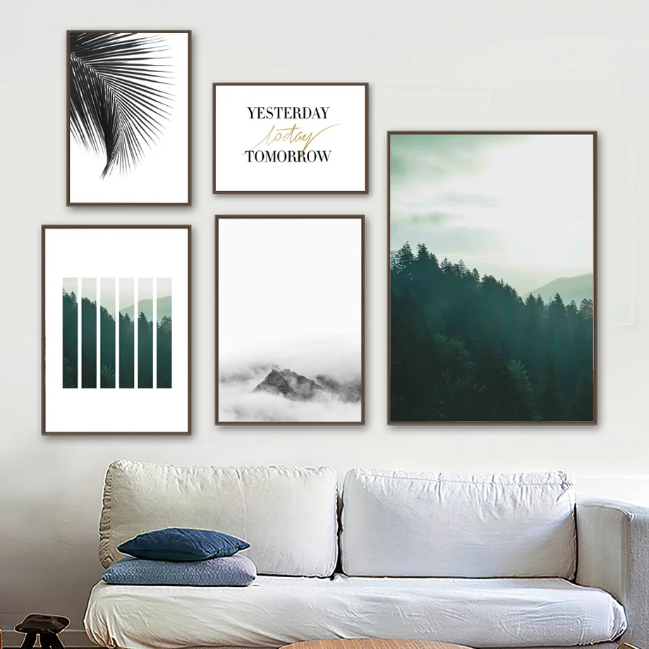 

Mountain Cloud Forest Palm Tree Sky Quote Wall Art Canvas Painting Nordic Posters And Prints Wall Pictures For Living Room Decor