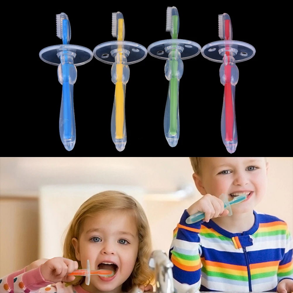 1pce silicona ni&ntilde;os mordedor de entrenamiento cepillos de dientes cepillo de dientes herramienta de cepillo para reci&eacute;n nacido-0