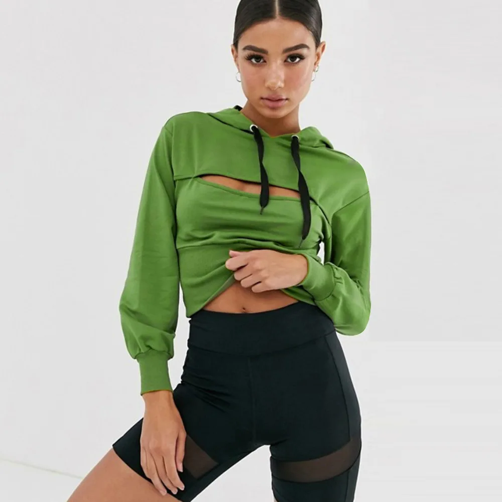 2019 Осенняя популярная женская новая сексуальная открытая тонкая толстовка с