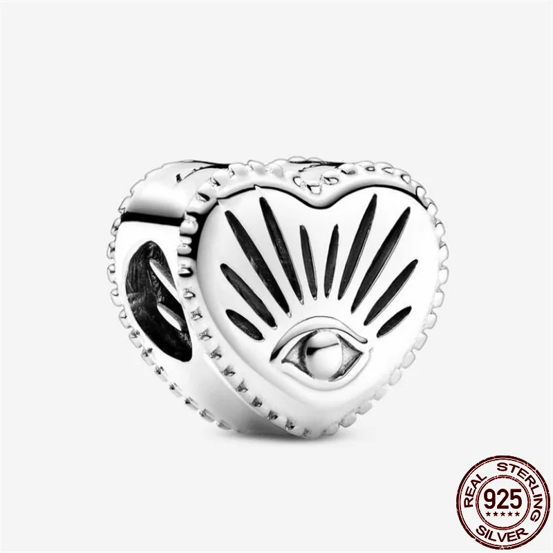 

925 Sterling Silver Heart-Hhaped Pendant Eye of Love Fit Original 3mm Bracelet& Bangle Making Fashion DIY Jewelry For Women