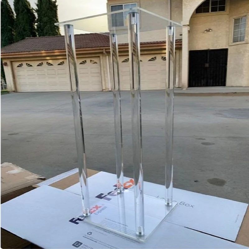 

2set Acrylic Floor Vase Clear Flower Vase Table Centerpiece Marriage Modern Vintage Floral Stand Columns Wedding Decoration