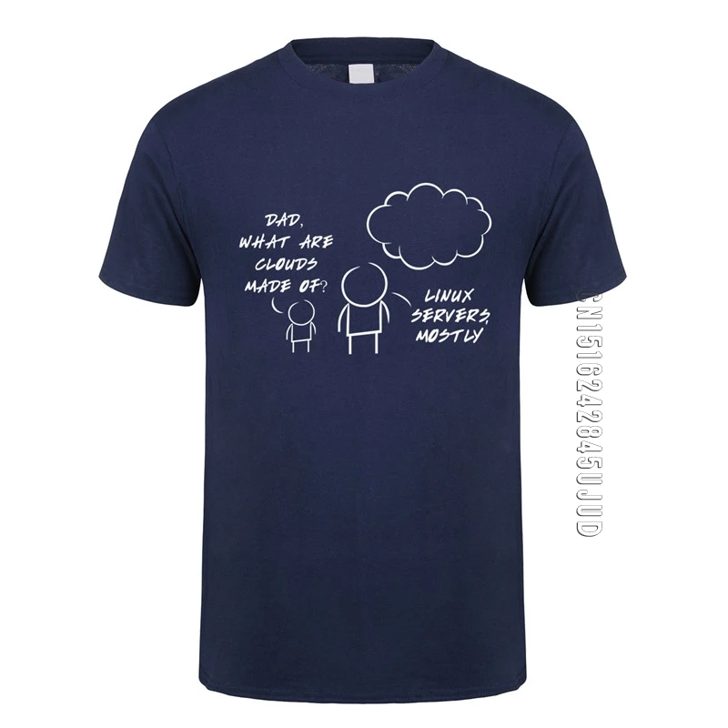 

Linux servers Mostly Cloud T Shirt Summer Men O Neck Cotton Computer Programmer Tshirt Funny Man T-shirts