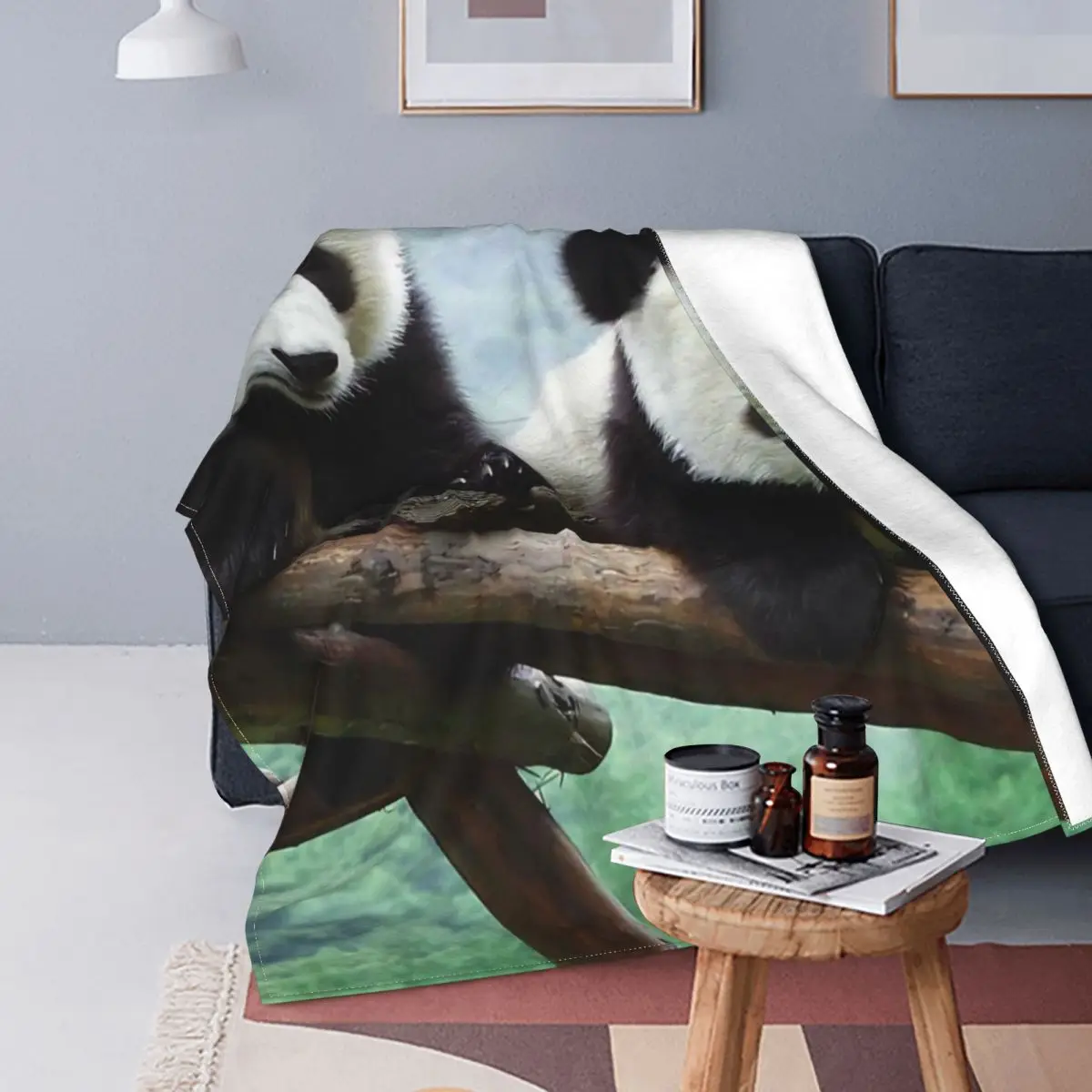 

Lovely Panda Blanket Cute Animal Modern Stitch Soft Portable Flannel Throw Blankets For Quilt Bedroom