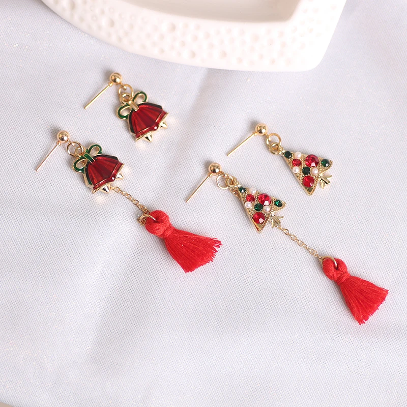 Рождество Boho серьги женский инкрустированные Цвет Стразы животных палевый кулон