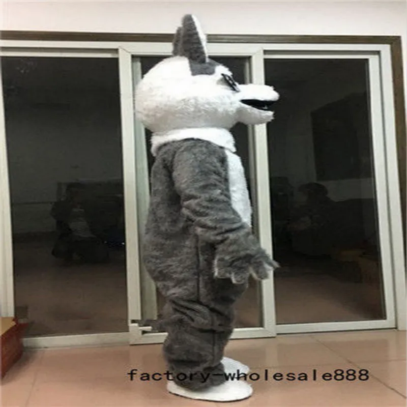 Хэллоуин серый мех хаски собака талисман костюм костюмы косплей вечерние платья