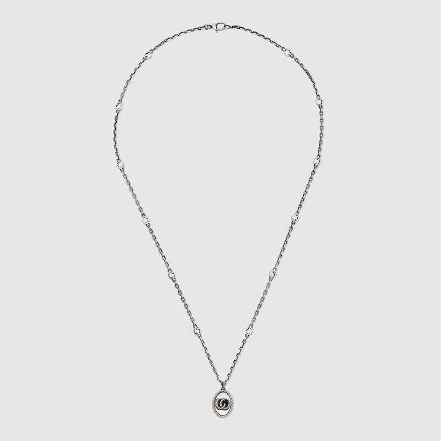 

Men's and women's classic retro style, double letter Oval Pendant, trendy Sterling Silver Necklace