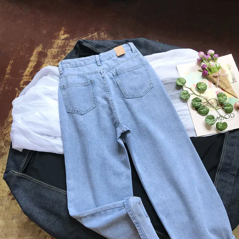 

Casual High Waist Jeans Fashion Straight Denim Pants Summer 2021 Harajuku Boyfriend Loose Lower Body Jean 40-83