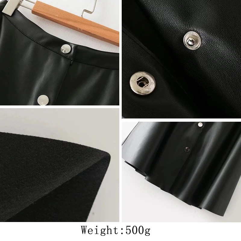 

Luck A 2020 winter women casual black solid skirt button knee length female skirt empire A Line fashion women skirt