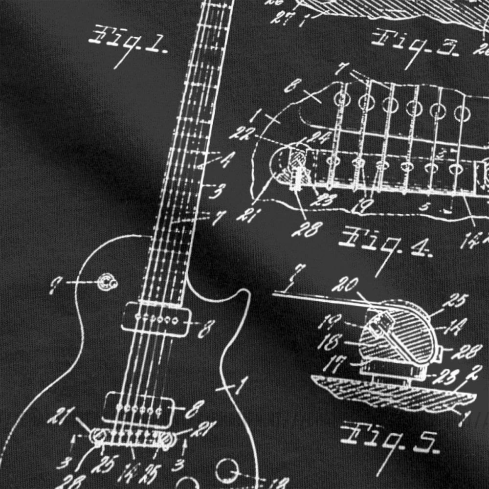 patent akustische elektrische gitarre struktur musik t shirts männer 100 baumwolle vintage t shirts jugend kunst singular tees druck tops free gl