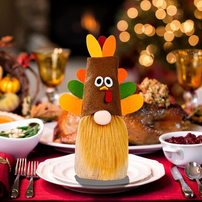 

Thanksgiving Festival Turkey Hat Gnome Doll Ornaments Cute Cartoon Dwarf Elf Home Farmhouse Kitchen Decor Shelf Tiered