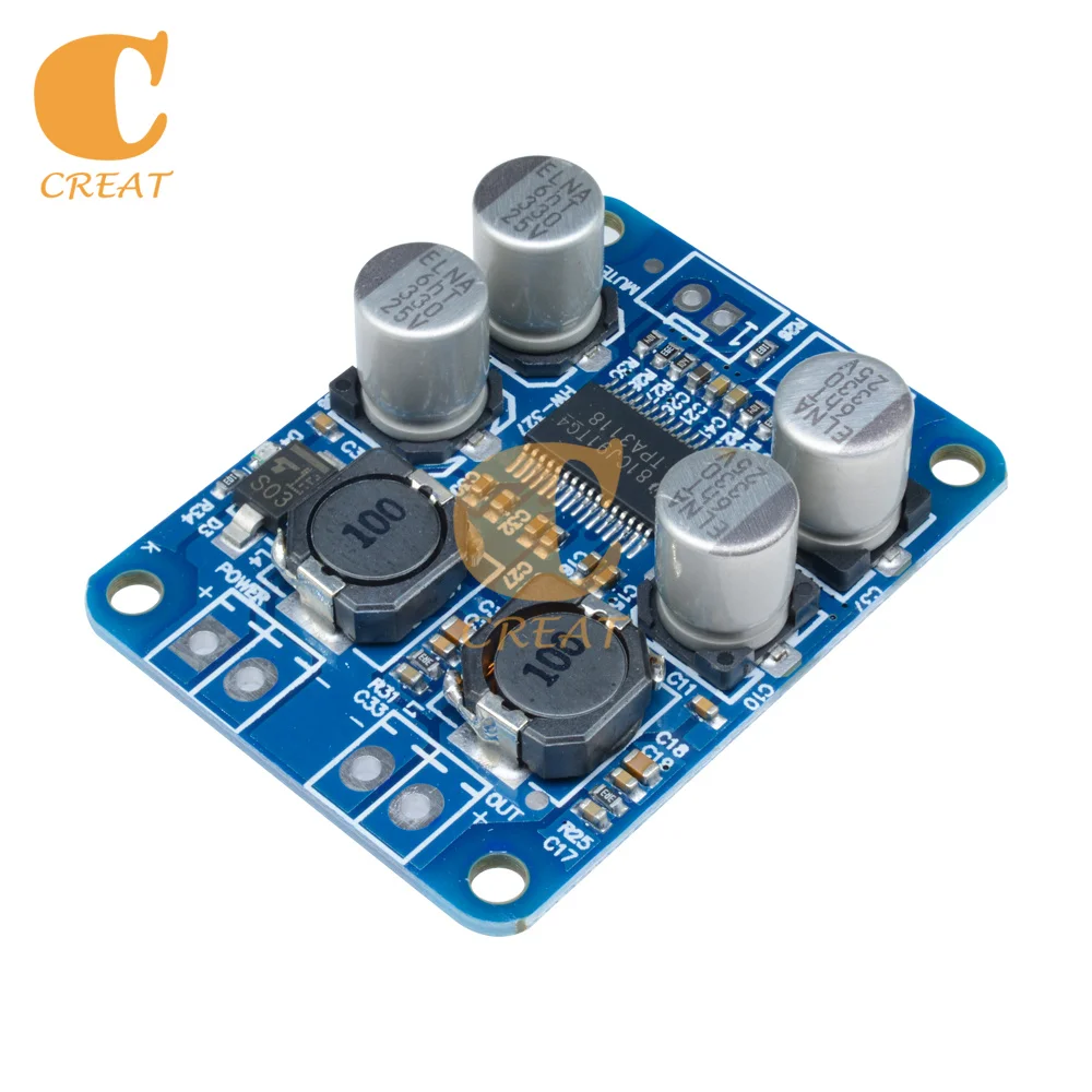 

DC 8V 24V TPA3118 Mono Digital Audio Power Amplifier Board 60W Power AMP Module Car High Out Low Power 4Ohm 8Ohm For Arduino