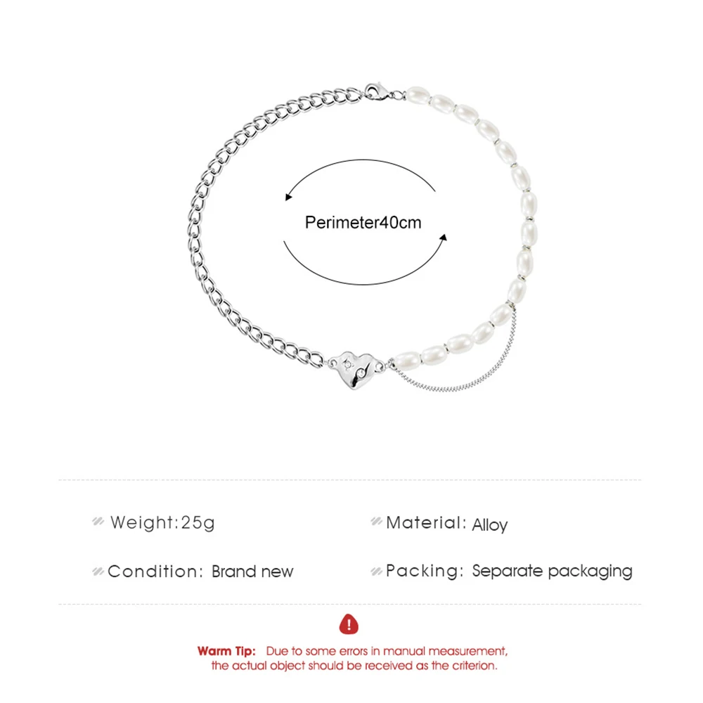 

New Fashion Vintage Wedding Pearl Chain Choker Necklace Geometric Heart Pendant Necklaces Jewelry collier de perles for Women