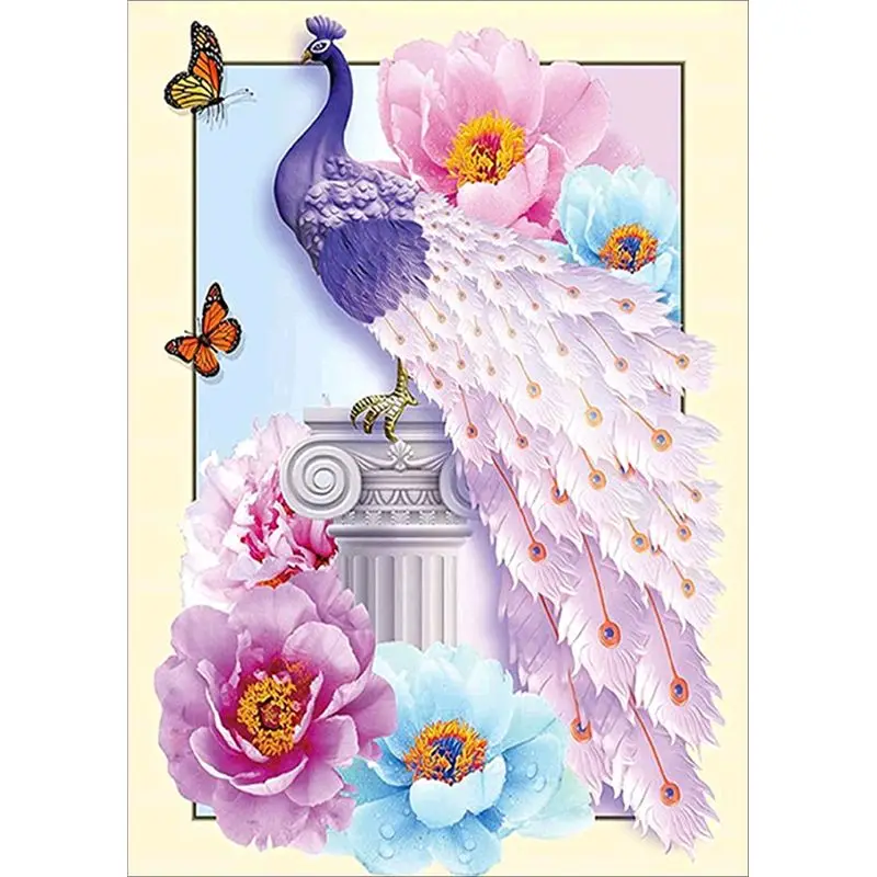 

Peacock 5D Full Drill Diamond Painting Embroidery Cross Stitch Kit DIY Crystal