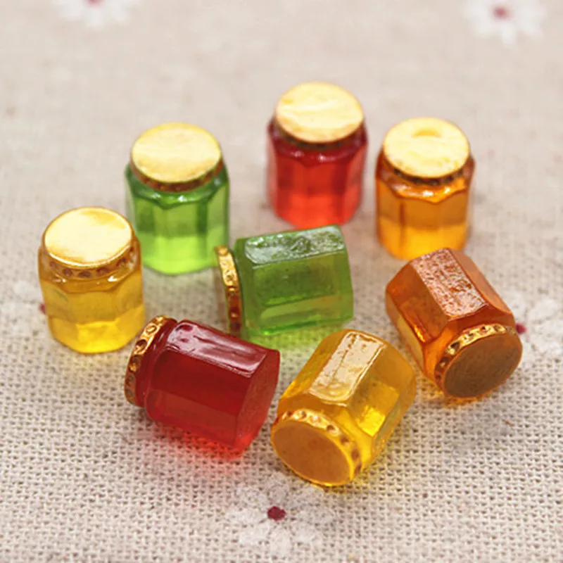 

10pcs Cute 3D Resin Honey Bottle Simulation Miniature Art Flatback Cabochon DIY Craft Decoration,10*13mm