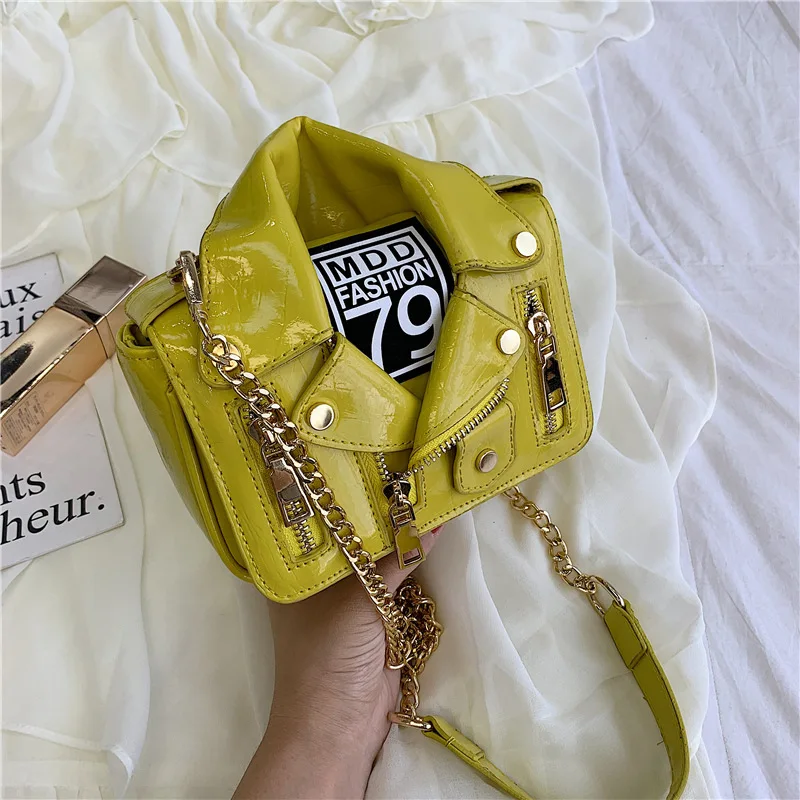 

2021 New Solid Color Chain Patent Leather Women's Bag Korean Fashion Shoulder Bag Messenger Bag Handbags.