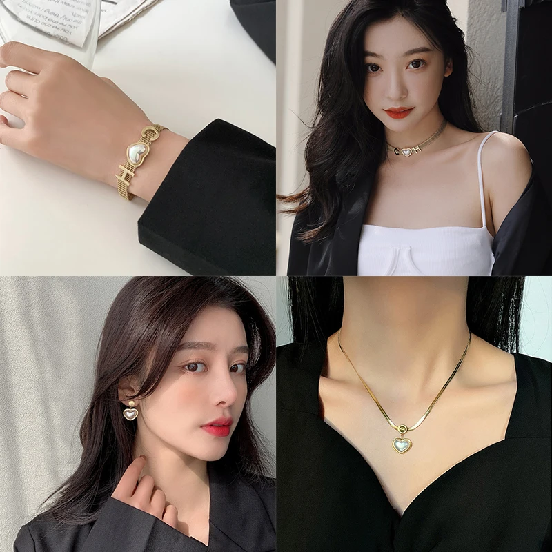 

XIYANIKE 316L из нержавеющей стали, новое жемчужное сердце, модное женское ожерелье, серьги 2021, трендовый Вечерние