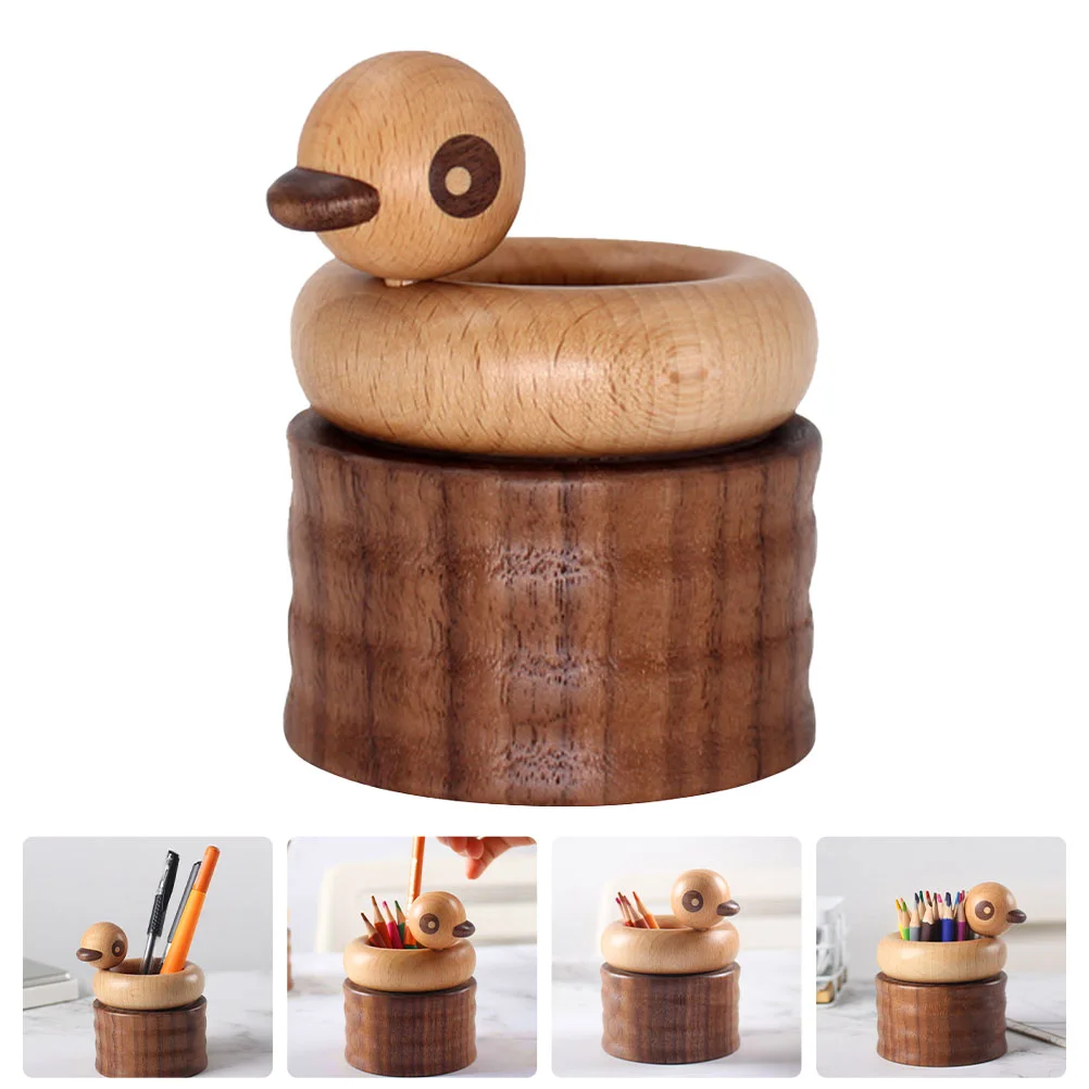 

1pc Wooden Pen Holder Creative Pen Organizer Wood Table Decoration