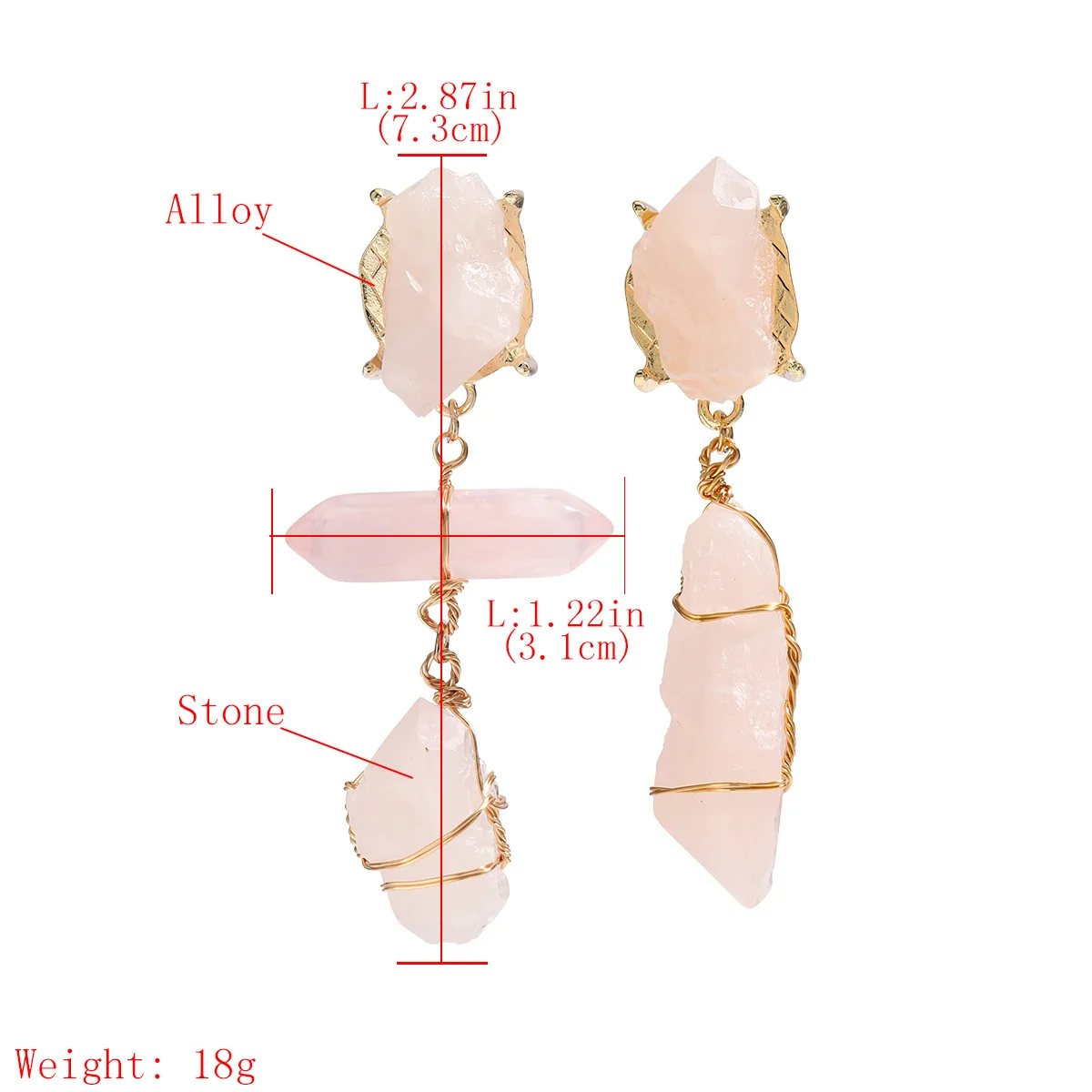 

2020 New Chic Natural Stone Alloy Long Drop Earrings For Women Vintage Fashion Geometric Asymmetry Dangle Earring bijoux brincos