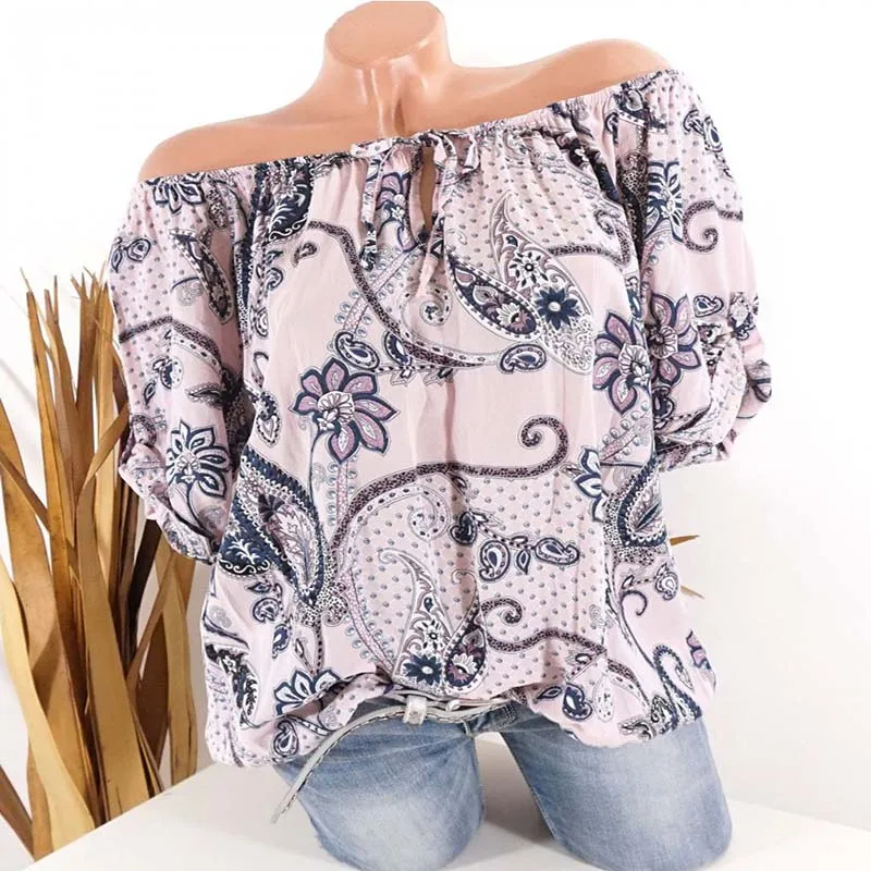 Bohemia Ethnic Kimono Women Tee Floral Pattern Print Deep V-Neck Lacing Up Tied Bow Bat Sleeve Cardigan Short Tops |