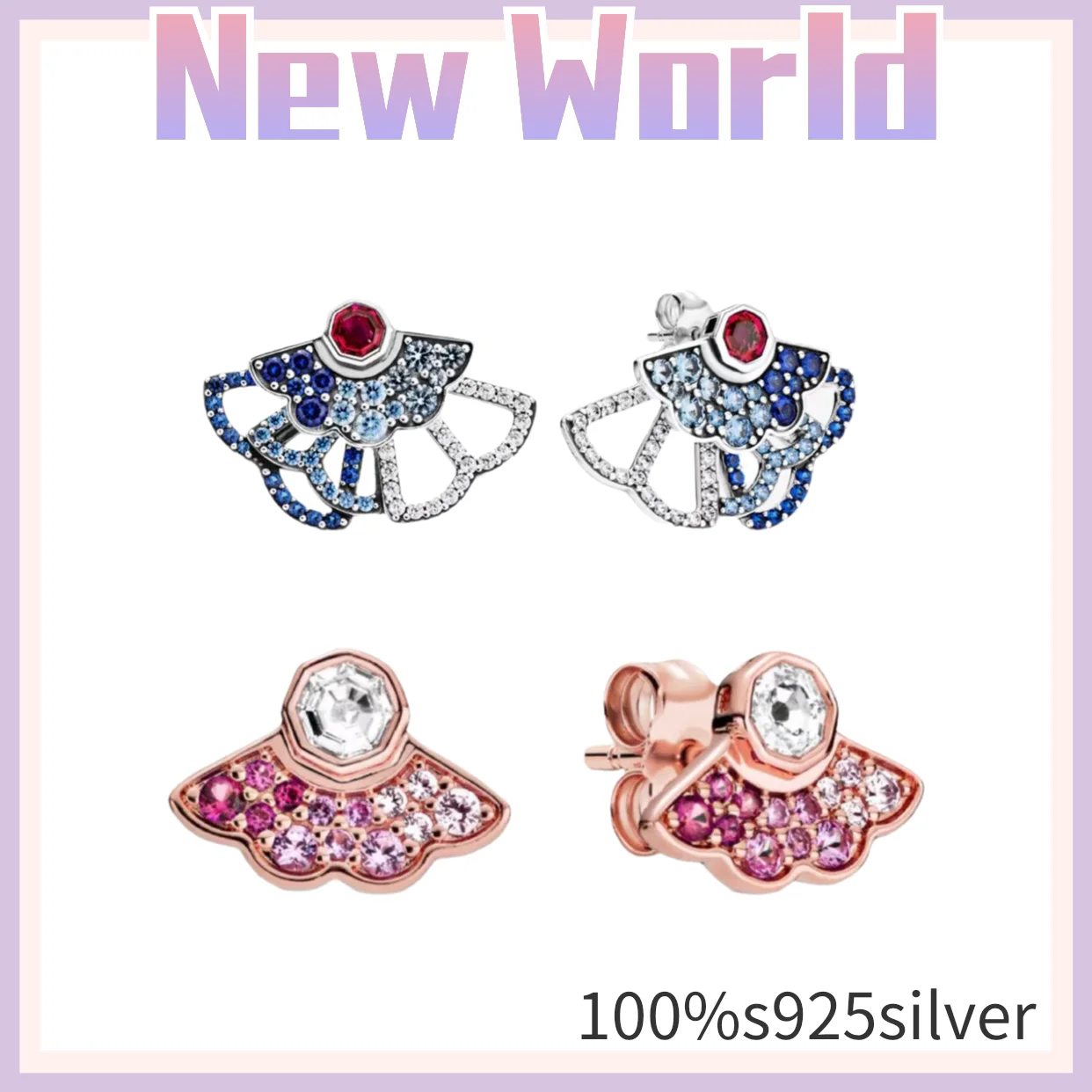

2021 authentic 925 sterling silver pandora earrings with sparkling crystal floral heart earrings for women's earrings jewelry