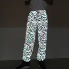 Брюки мужскиеженские Светоотражающие в стиле Харадзюку, яркие уличные штаны для ночного танца, хип-хоп, водонепроницаемые джоггеры, спортивные штаны