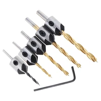 2pcs 8pcs 3mm 10mm hss twist drill bit set high speed steel carpentry countersink woodworking hole drilling tool with wrench