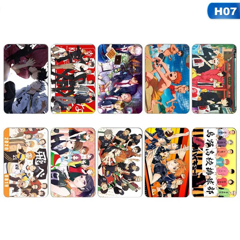 

10 pcs/set Japanese Anime Haikyuu!! Picture Card Stickers IC Card Bus Card Paster Student Kids Toy Smooth Card Sticker Gift