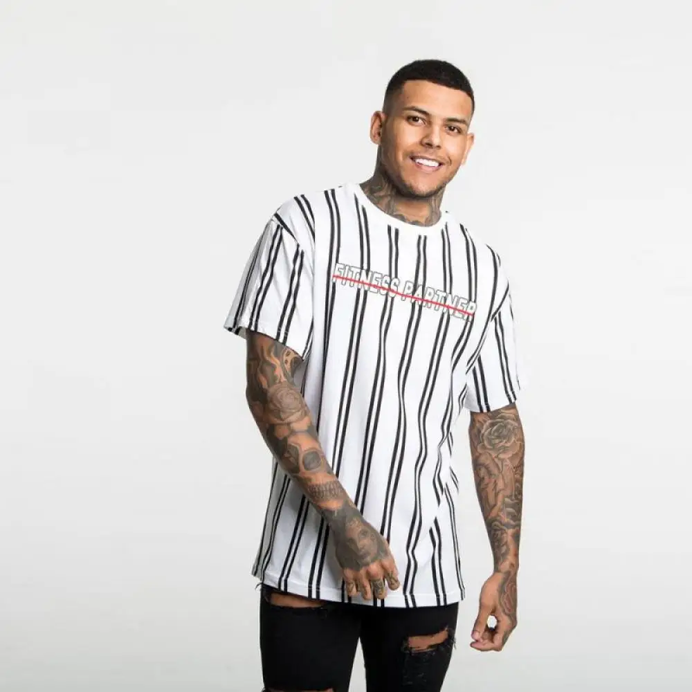 Футболка мужская в полоску модный Повседневный Топ уличная одежда брендовая