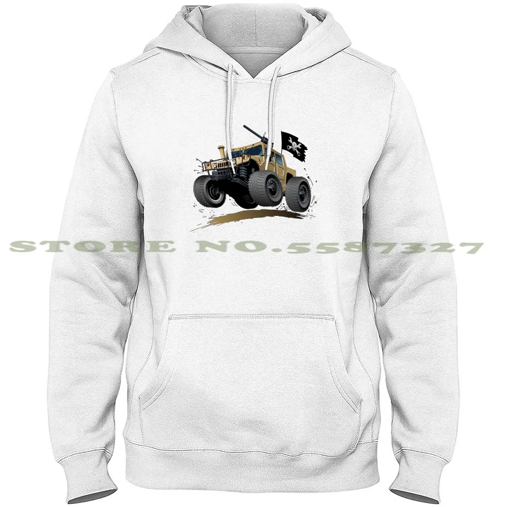 

Cartoon Hummer Hoodies Sweatshirt For Men Women Car Cartoon Vector 4X4 Auto Automotive Pirate Cool Toon Offroad Drive Driving
