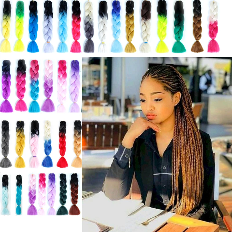 Косички для вязания крючком синтетические волосы 24 дюйма крупные плетеные 100