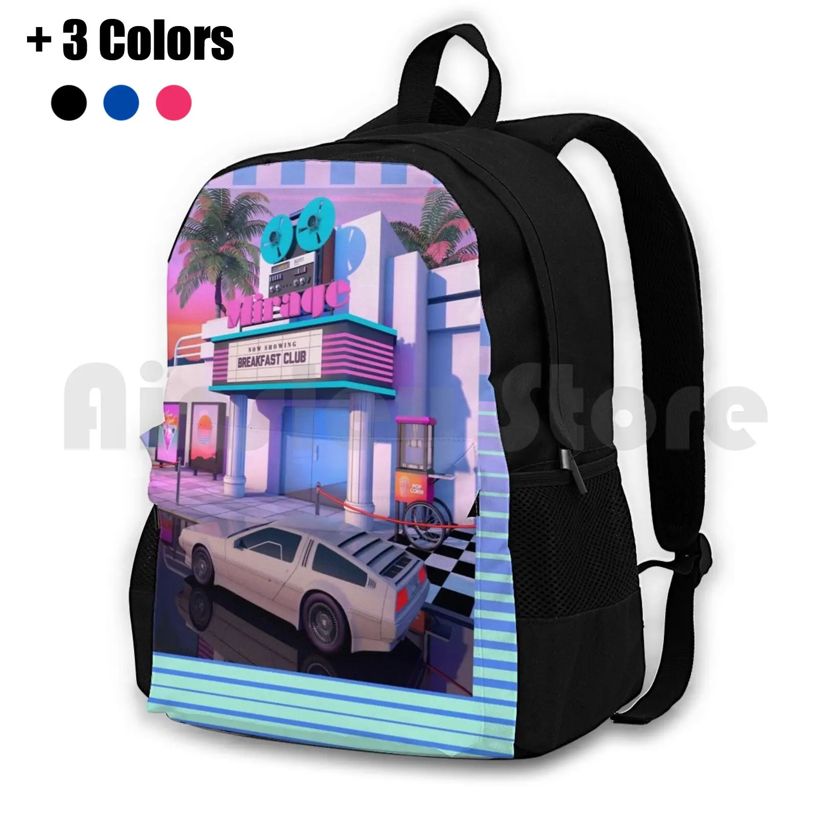 

80S Cinema Outdoor Hiking Backpack Waterproof Camping Travel Synthwave Retrowave Vaporwave Outrun Dreamwave Rad Retro Retro