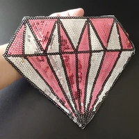 diamond patches for clothing sequins biker badge embroidery fabric sequined logo patch stickers for clothes free shipping