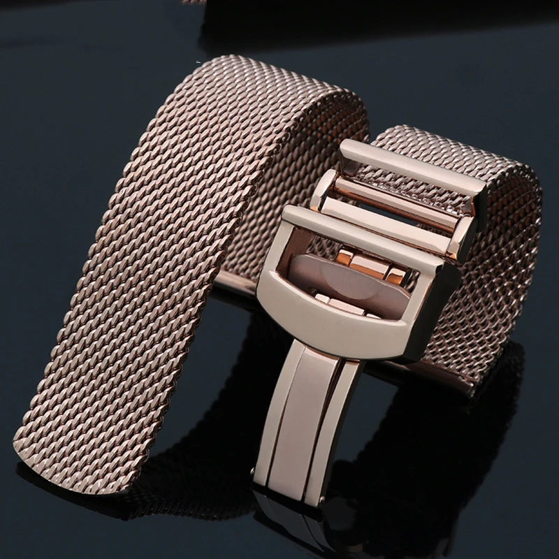 Watch Accessories Folding Clasp 20mm 22mm Milanese Stainless Steel Mesh Watch band Best For IWC PORTOFINO FAMILY Series Strap
