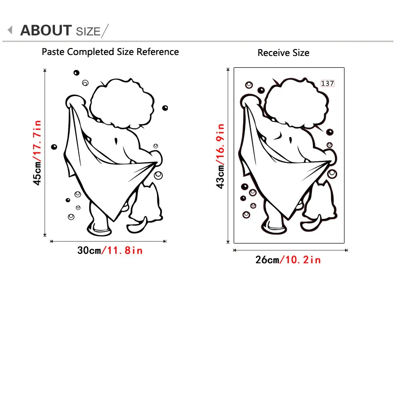 

Novel wall stickers Shower Glass Door Stickers Kids Bathing Cute Waterproof Removable for baby Bathroom Decor Wall Art Decals