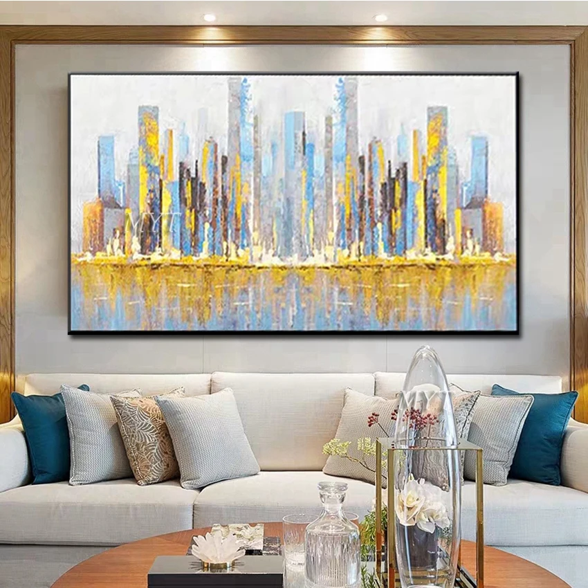 

Абстрактное здание города Искусство Ручная роспись маслом холст настенные картины искусство настенное уркашение для гостинной искусства ...