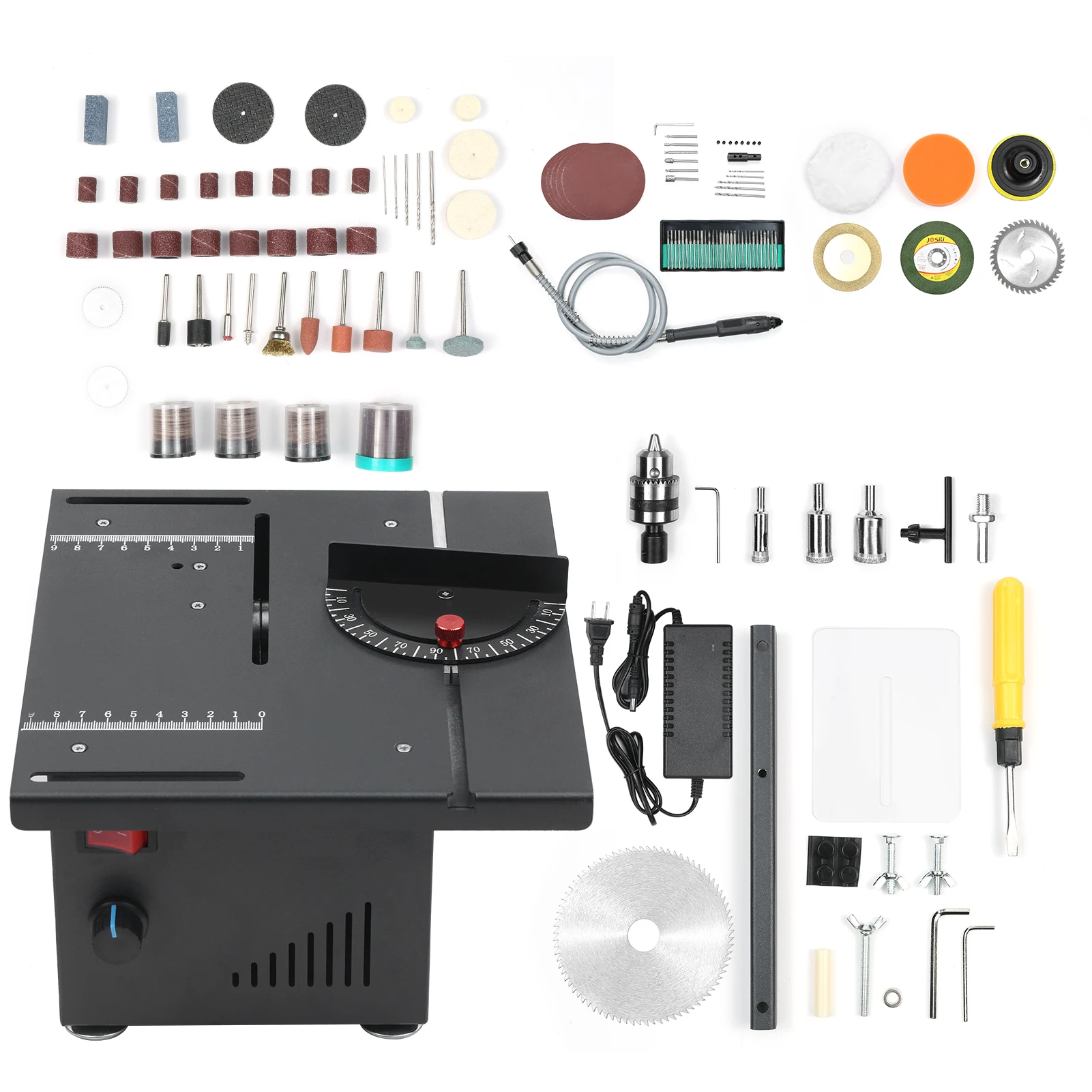 

200W Table Saw Mini Desktop Electric Saw Cutter with Speed & Angle Adjustment 40MM Cutting Depth Liftable Blade Function