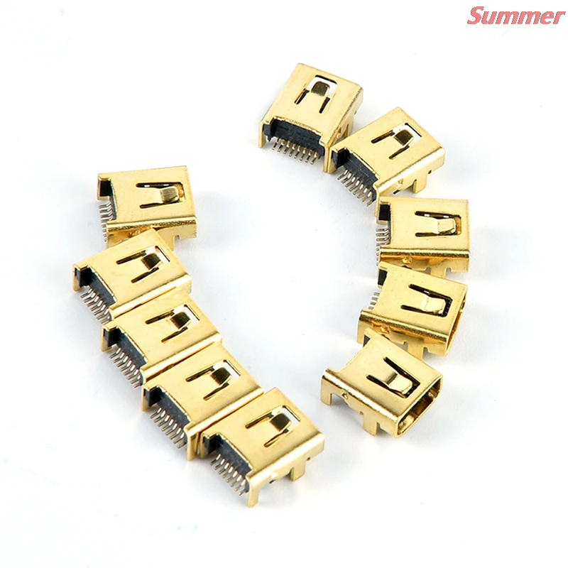 

New 10PCS 8P Gold Plated Connector Plug Mini USB 8 Pin Female Jack Pcb Smt Socket Connector Welding Female Jack