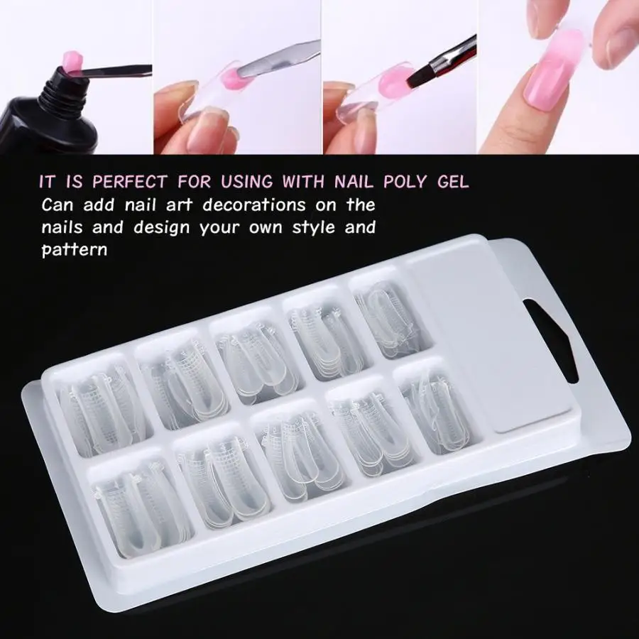 100Pcs Quick Building Mold Tips Nail Dual Forms Finger Extension Art Tool DIY False Arts Manicure Tools  Красота и